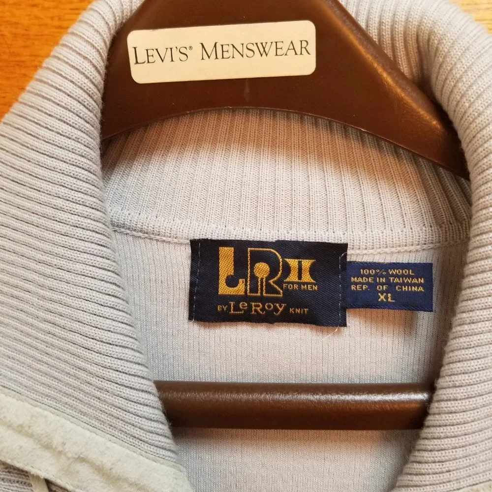 LeRoy Vintage Light Gray Wool/Suede-like Sweater